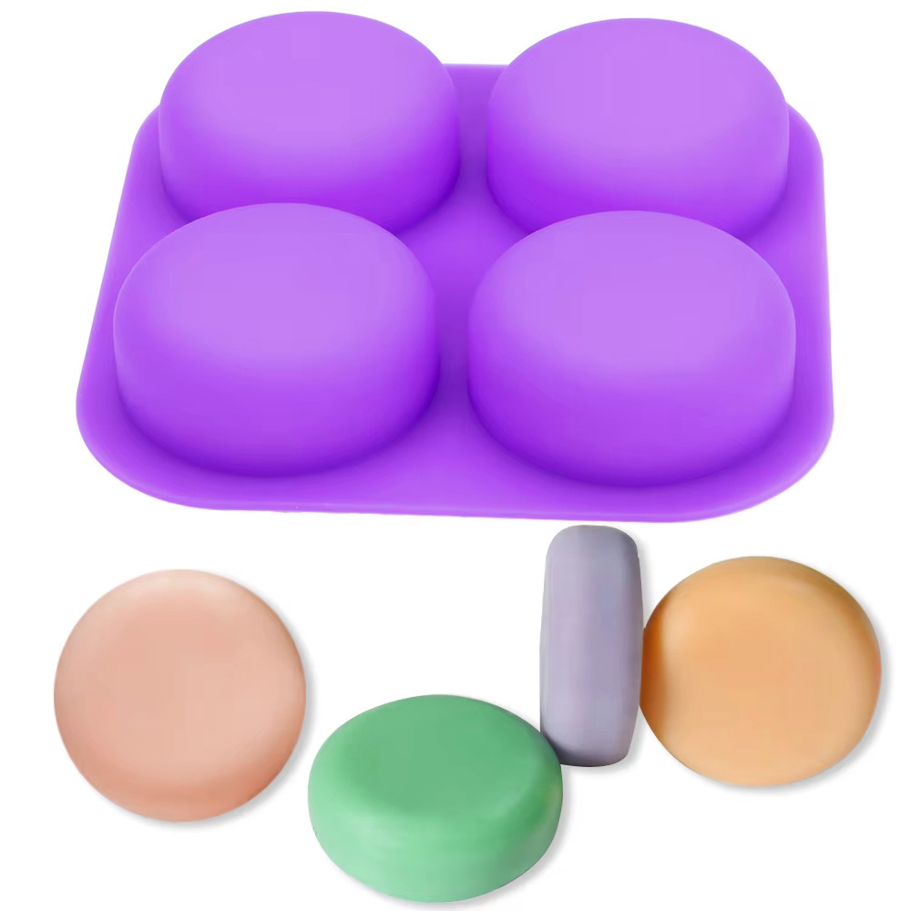 Soap Making For Beginners - 1-2개입 4구 재사용 가능한 원형 실리콘