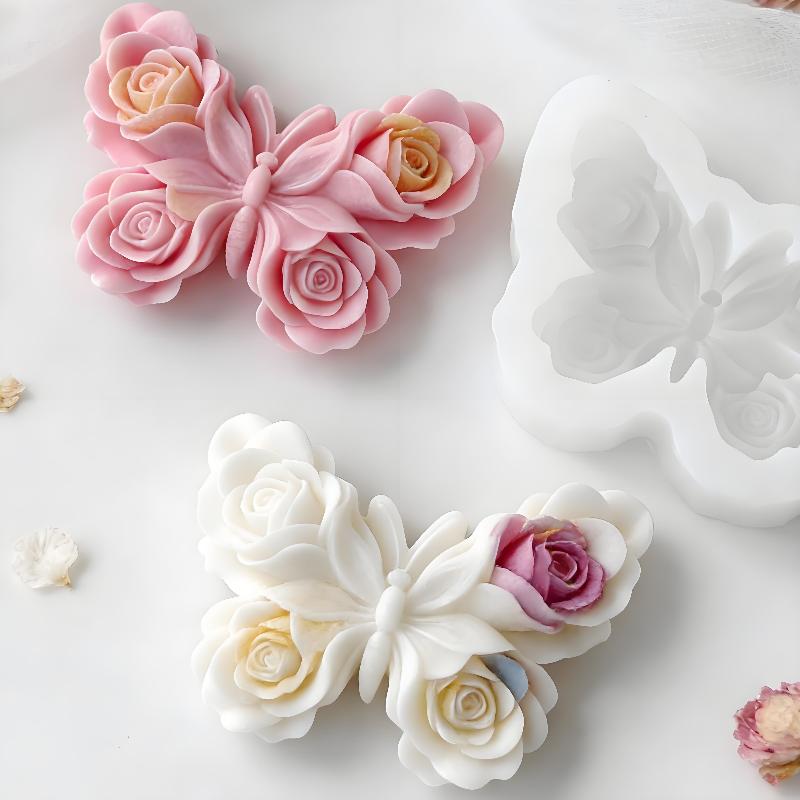 Soap Making Handmade - DIY 장미 나비 모양 실리콘 몰드
