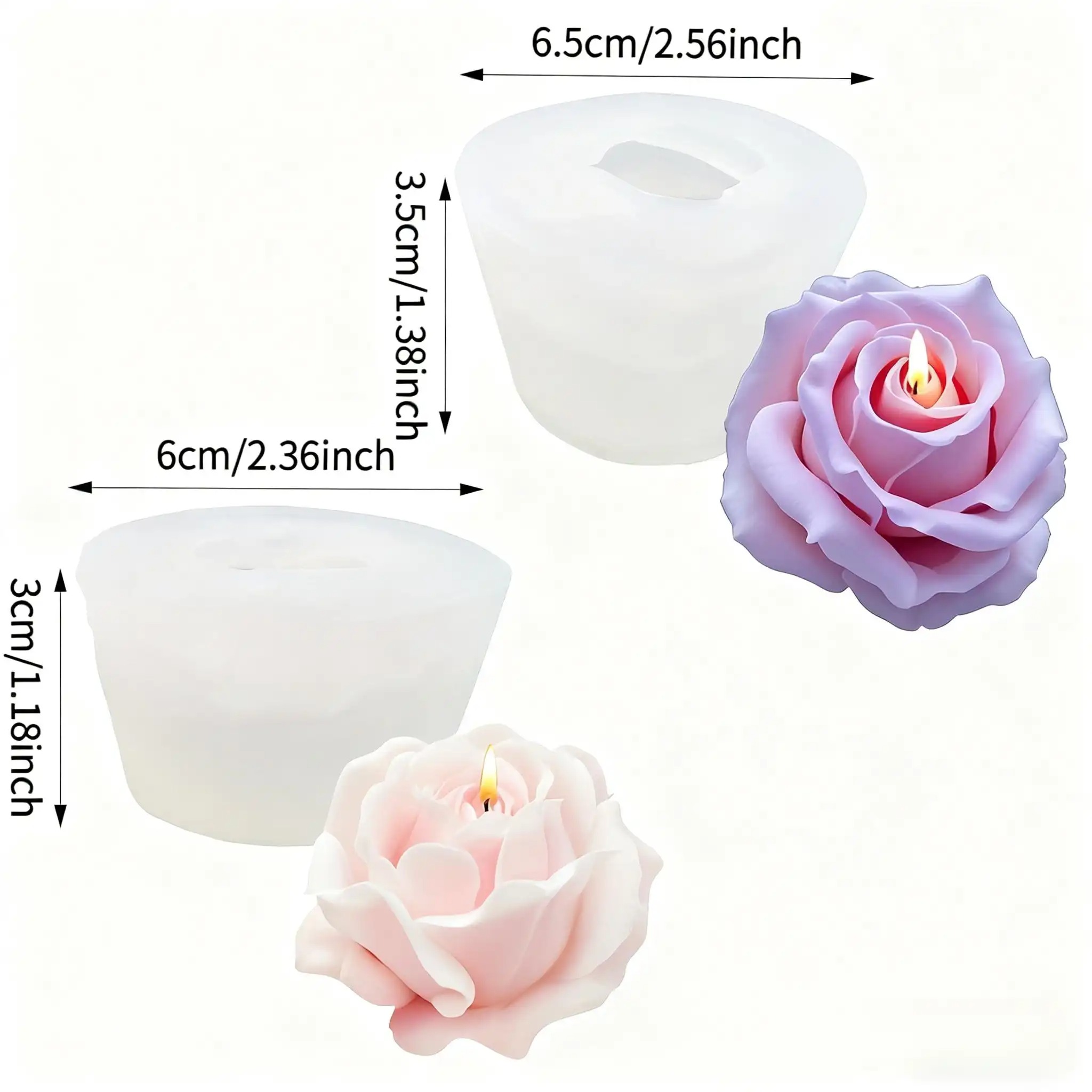 2개입 로맨틱 3D 장미 실리콘 캔들 몰드 - 재사용  - Soap Making Scents 리뷰 및 가격
