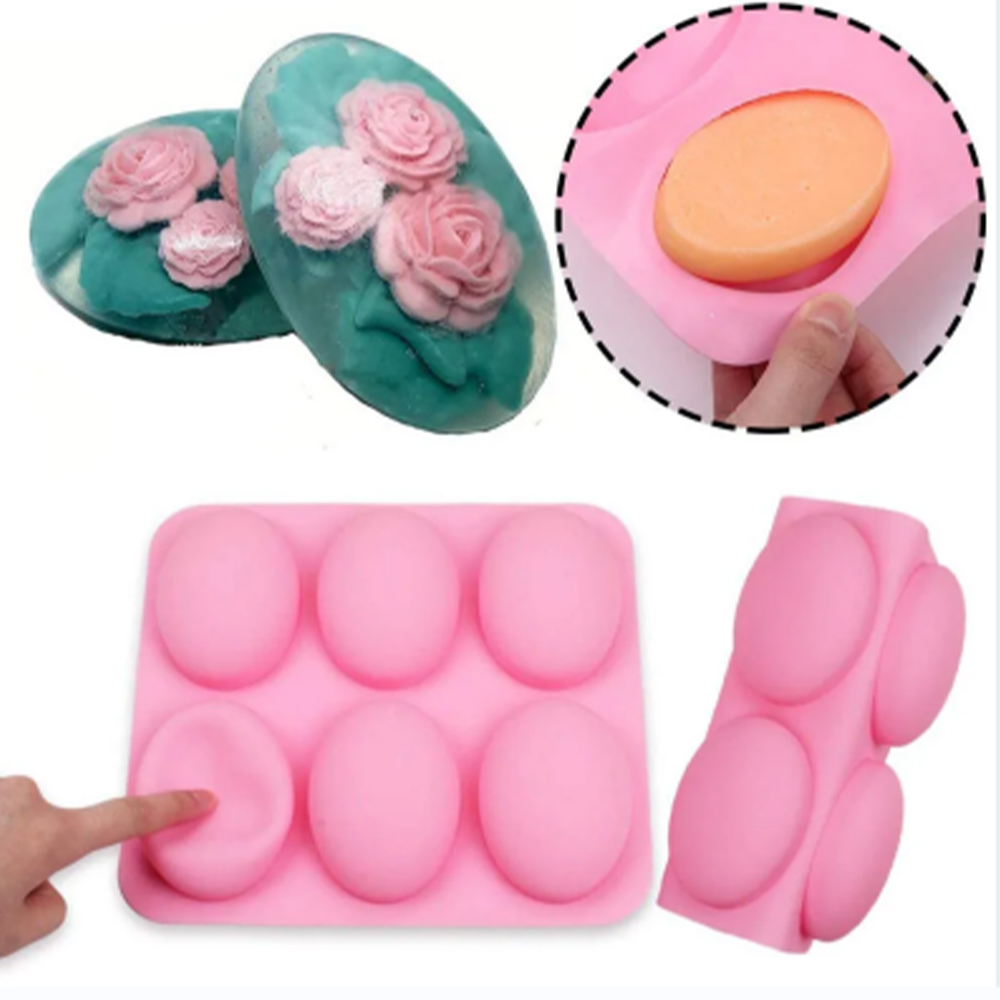 6 캐비티 케이크 베이킹 팬용 다기능 타원형 실리콘 비 - Soap Making Instructions 리뷰 및 가격
