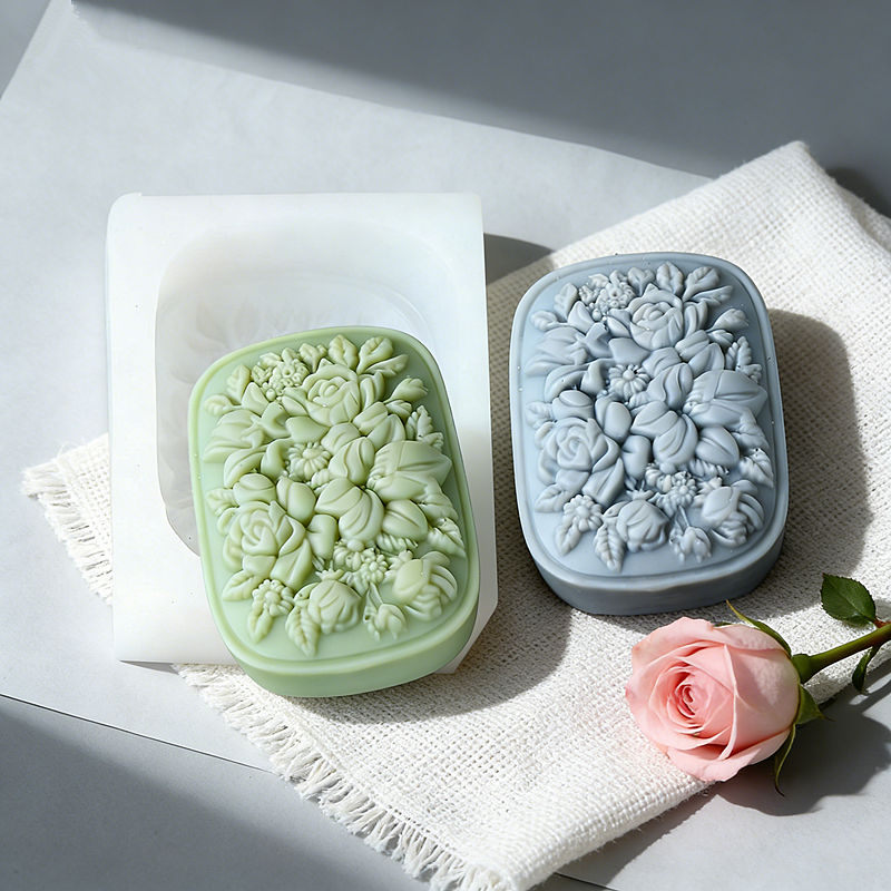 정사각형 꽃무늬 실리콘 비누 몰드 (장미와 가드니아 패 - Soap Making For Beginners 리뷰 및 가격