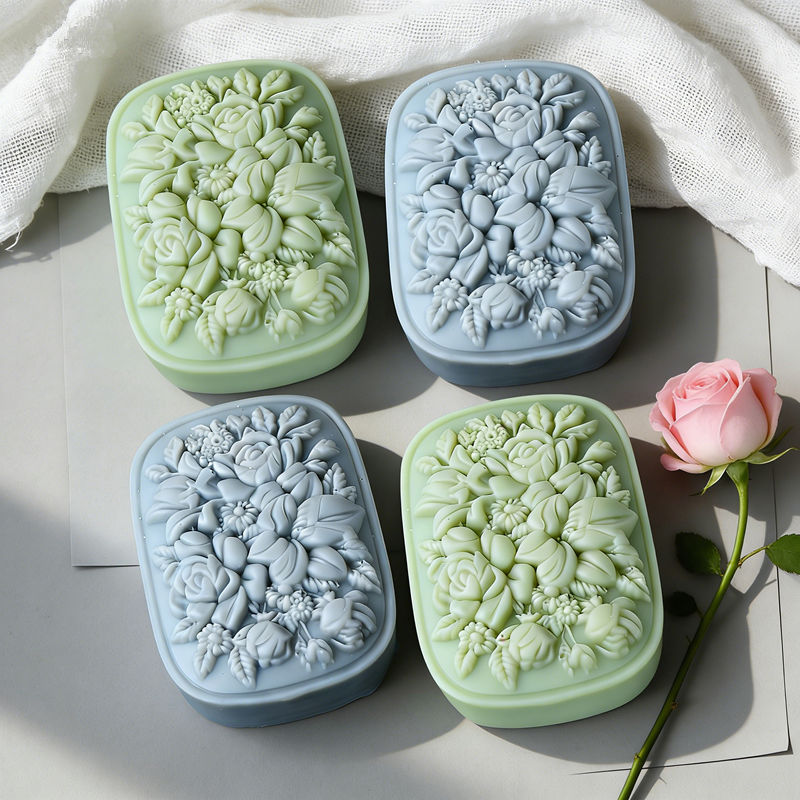 정사각형 꽃무늬 실리콘 비누 몰드 (장미와 가드니아 패 - Soap Making For Beginners 리뷰 및 가격