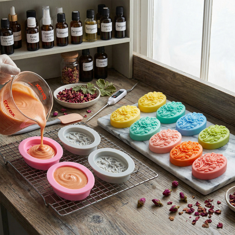 4개의 꽃 모양 실리콘 몰드, 쉽게 탈형이 가능하고 재 - Soap Making Handmade 리뷰 및 가격