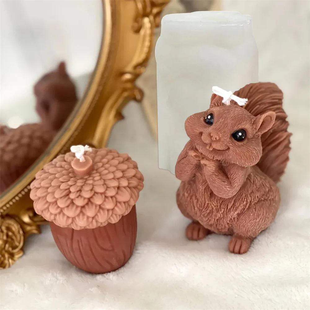귀여운 다람쥐 양초 실리콘 몰드 3D 솔방울 향기로운  - Soap Making Additives 리뷰 및 가격
